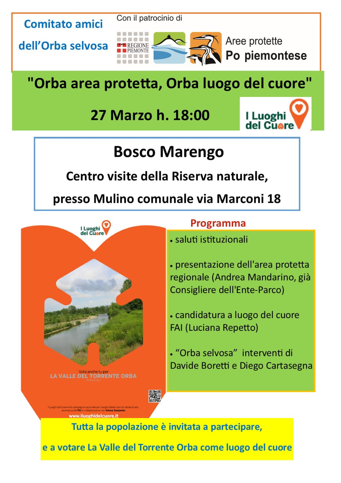 Orba area protetta,Orba luogo del cuore