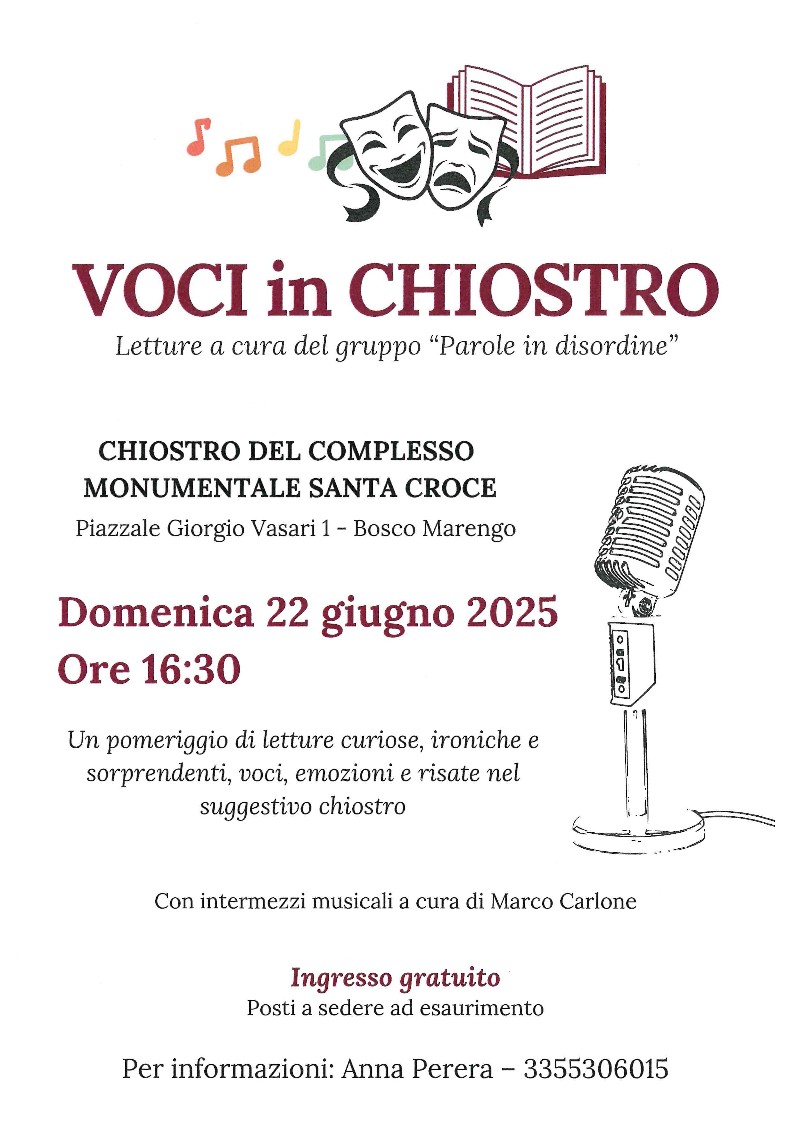 Locandina voci in chiostro