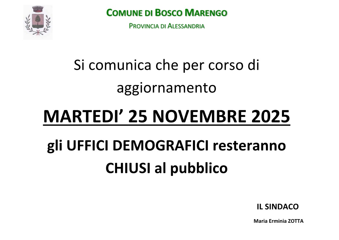 Chiusura Ufficio Demografico